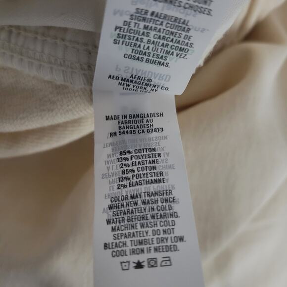 Aerie Me Day Pants Tan Khaki Tie Waist Wide Leg Flare Cotton Soft Relaxed Small - Picture 14 of 14